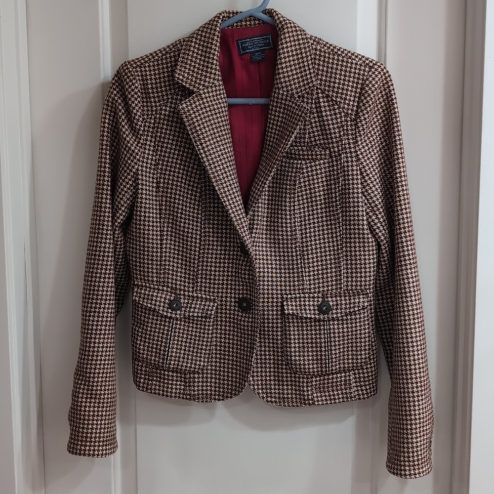 Vintage American Eagle brown houndstooth blazer